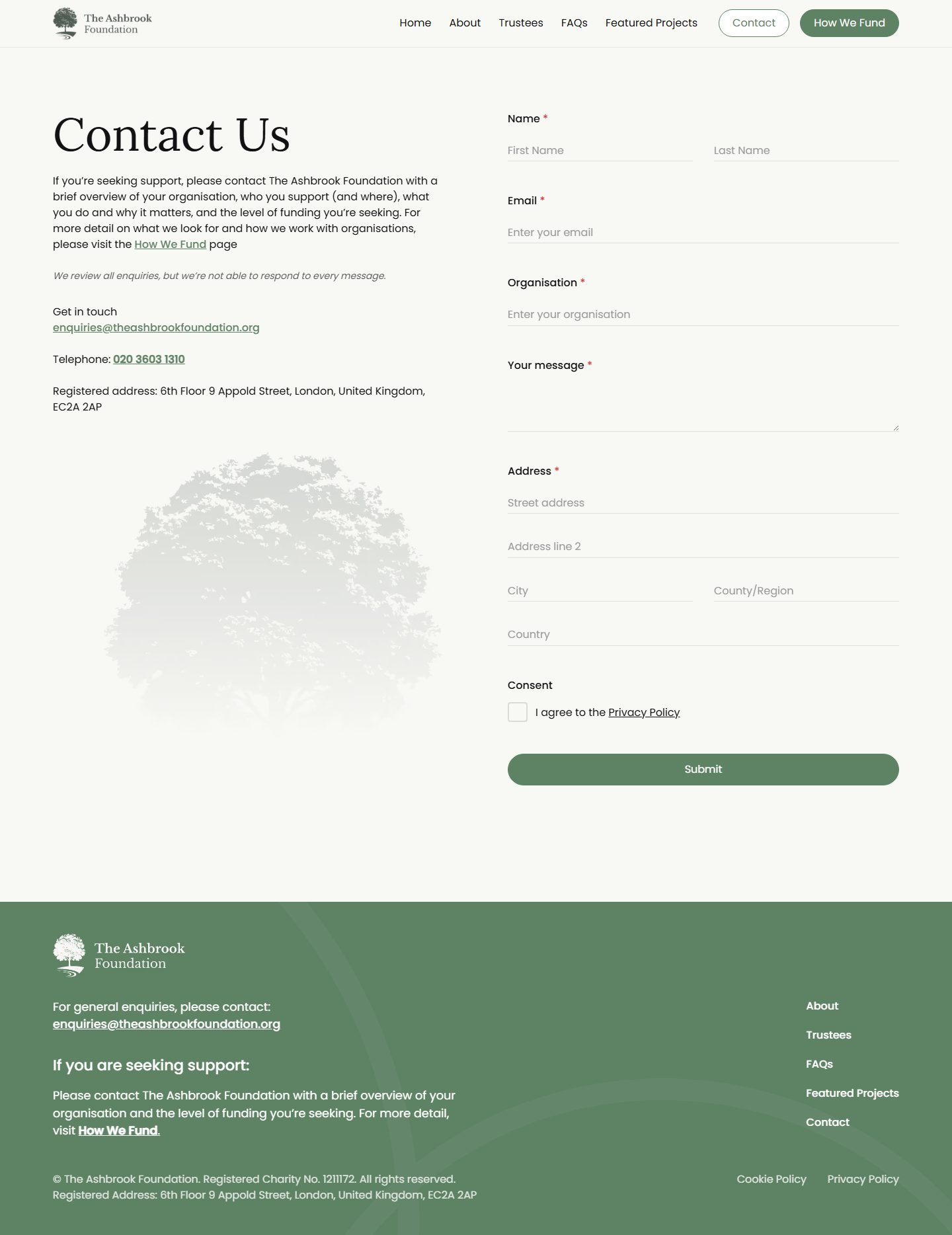 The Contact page: the single route in, by design