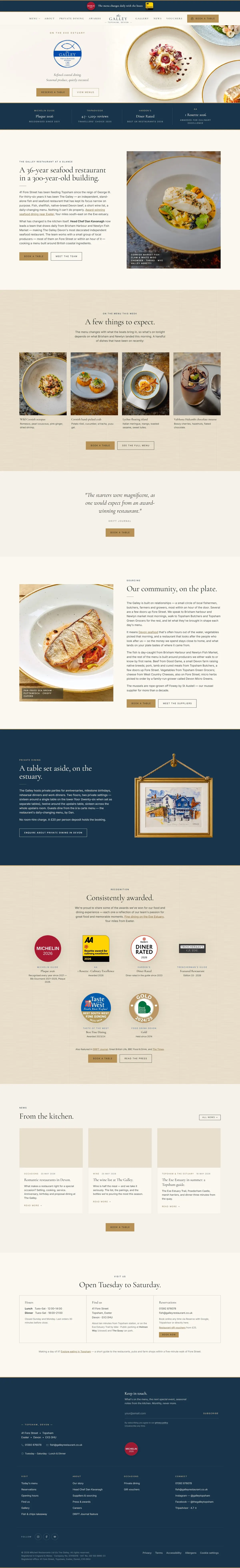 The Galley website home page after the rebuild