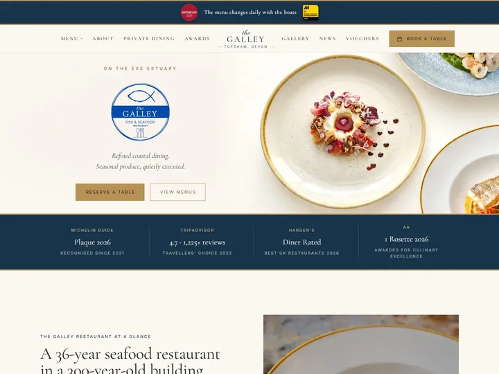 The Galley Restaurant website (homepage)